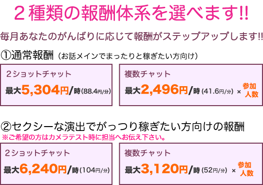 2種類の報酬体型を選べます